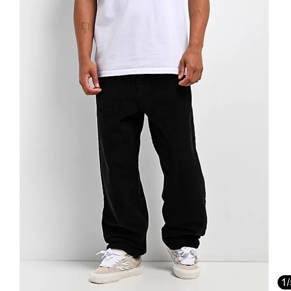 Empyre Men’s Black Ultra Loose Corduroy Skate Pants Size 42 Baggy Slouchy